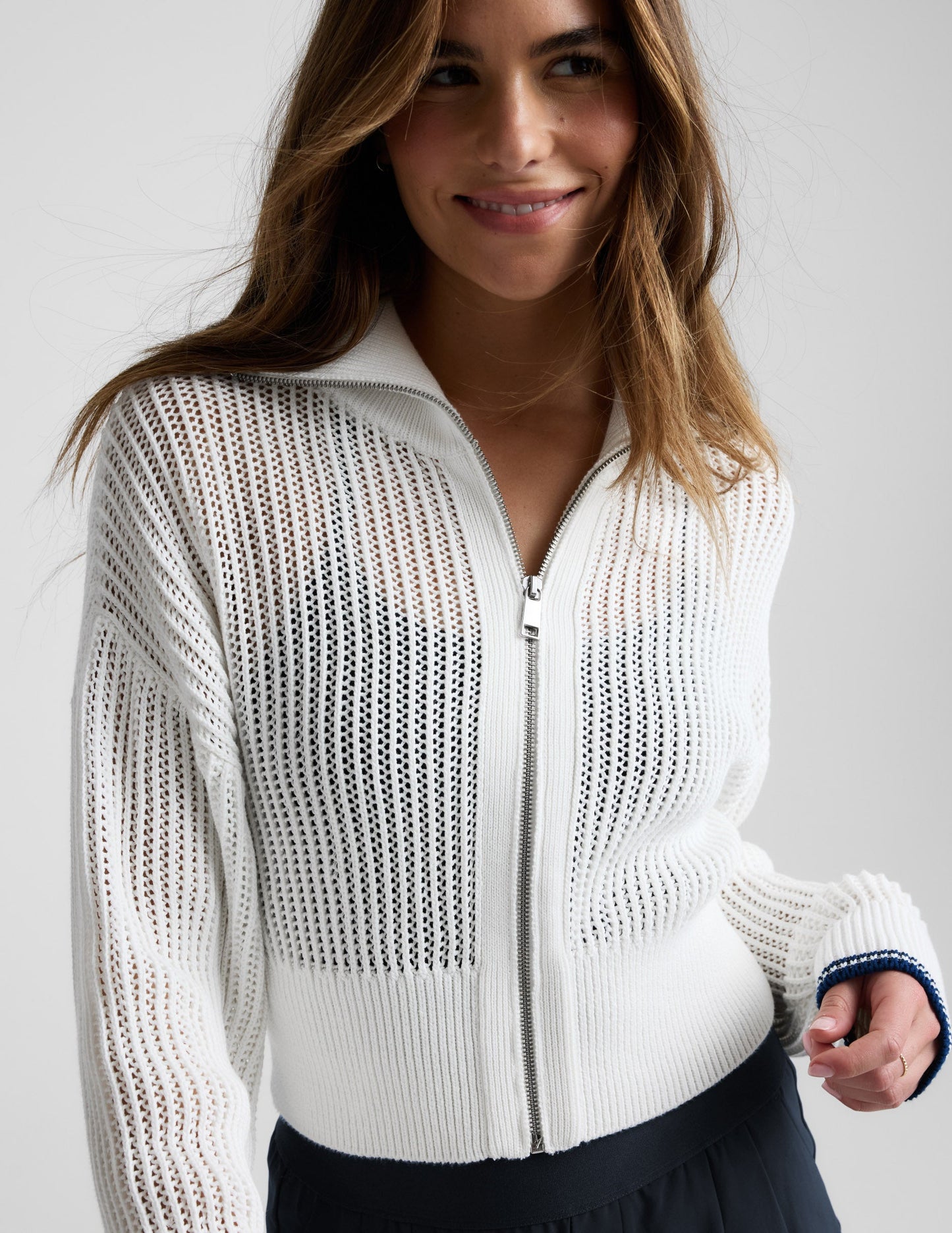 Beyond Yoga Here's The Stitch Zip Sweater