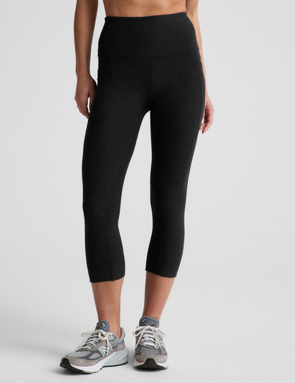 Beyond Yoga Women's High Waisted Spacedye Capri Legging - Black