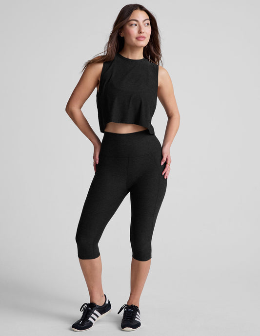 Beyond Yoga High Waisted Pocket Spacedye Pedal Pusher Legging - Darkest Night