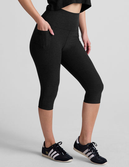 Beyond Yoga High Waisted Pocket Spacedye Pedal Pusher Legging - Darkest Night