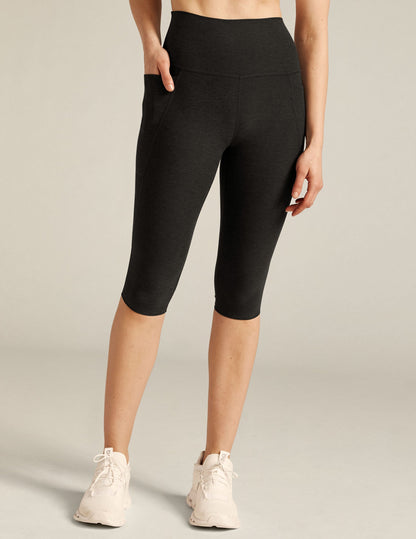 Beyond Yoga High Waisted Pocket Spacedye Pedal Pusher Legging - Darkest Night