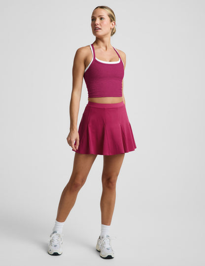 Beyond Yoga Women's High Waisted Flared Mini Skirt - Sangria