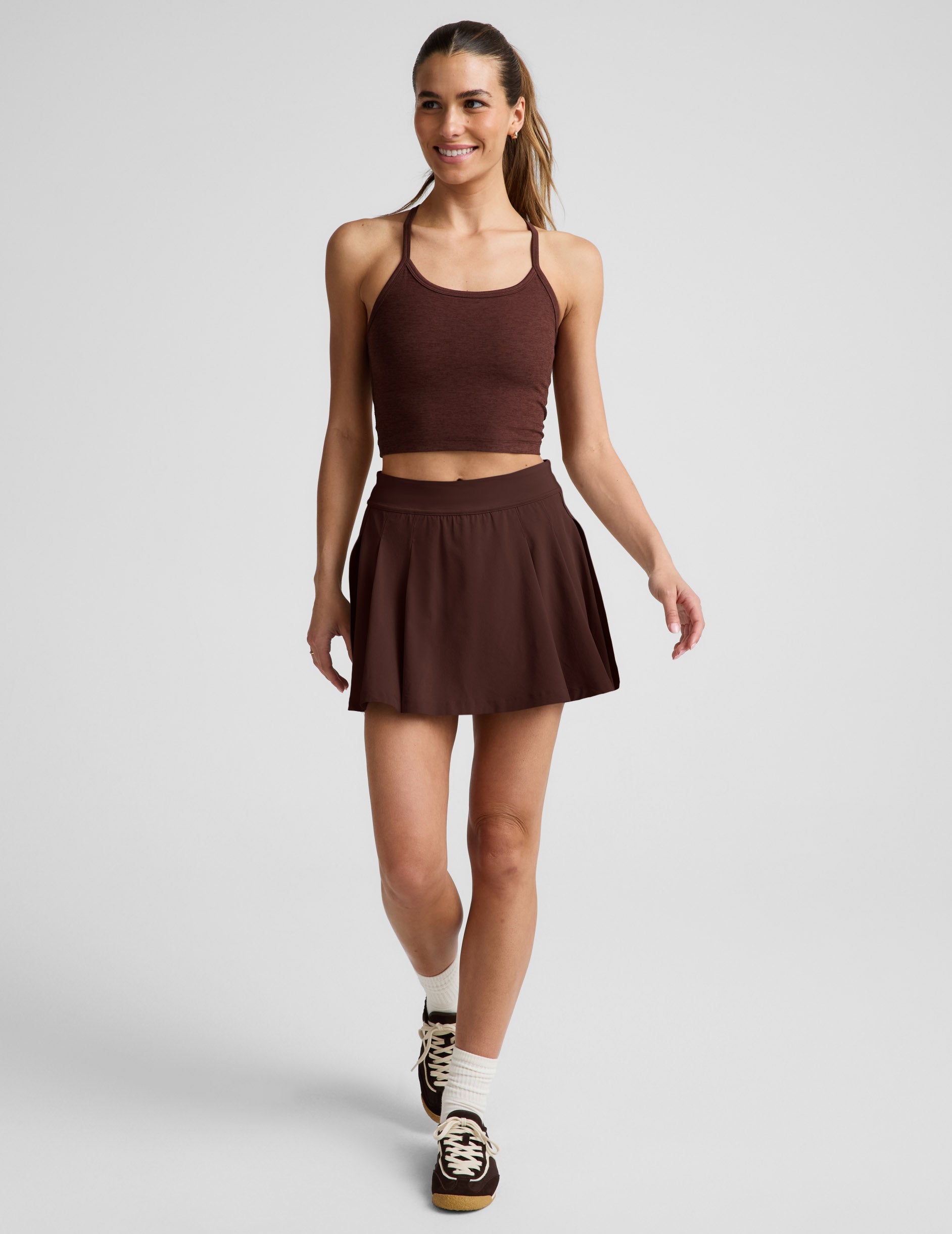 Beyond Yoga Women's Score Pleated Mini Skirt - Brown