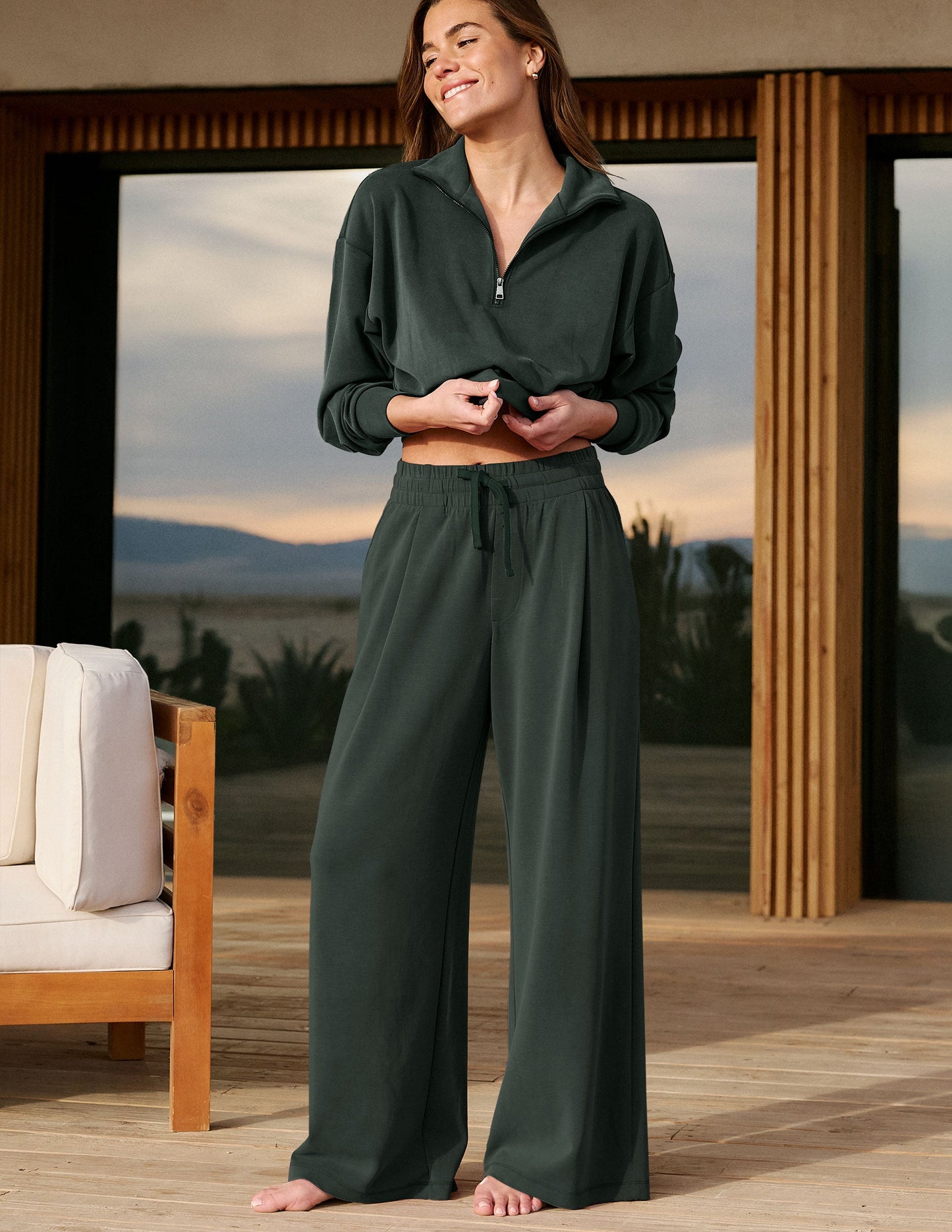 Beyond Yoga Women's Luxe Sandwash Pants - Slate Green