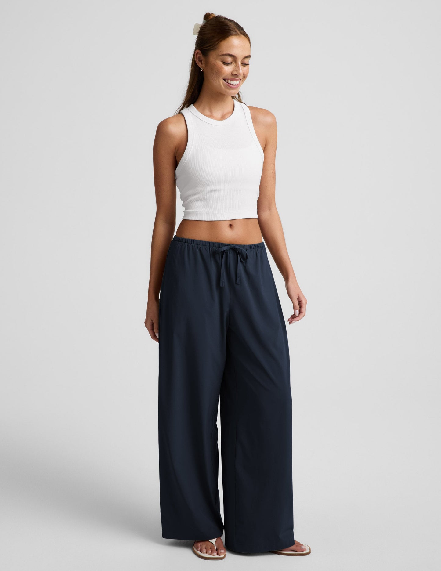 Beyond Yoga Women's Wide Leg Casual Solstice Pants - Navy