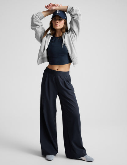 Beyond Yoga Wide Leg Stretch Elastic Waist Trouser Pants - Navy