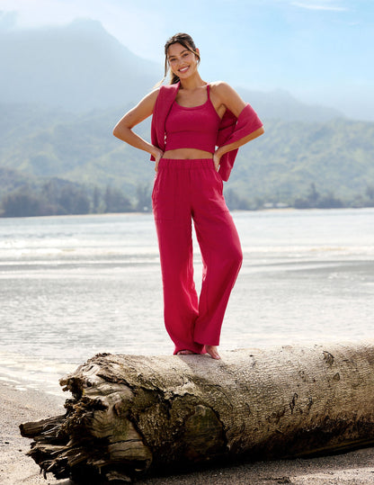 Beyond Yoga Women's Easy SoftWash Linen Pants - Berry Red
