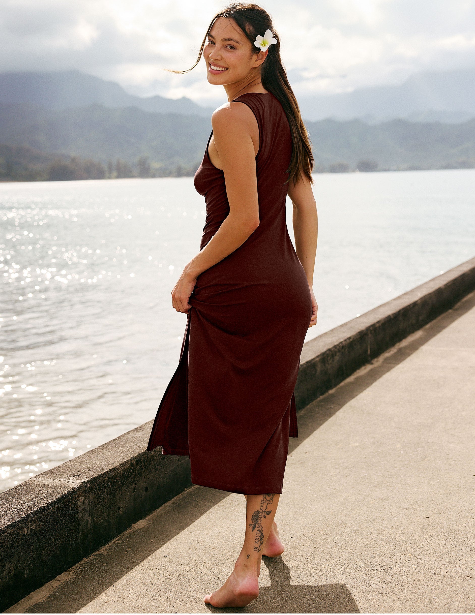 Beyond Yoga Twist Cutout Midi Dress