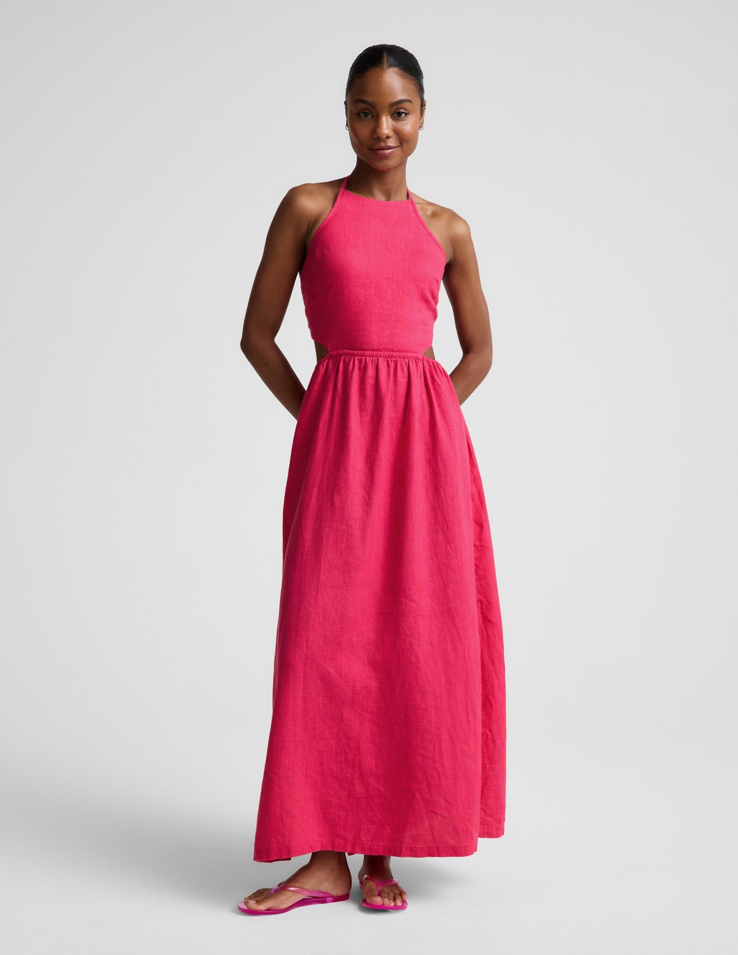 Beyond Yoga SoftWash Linen Halter Dress