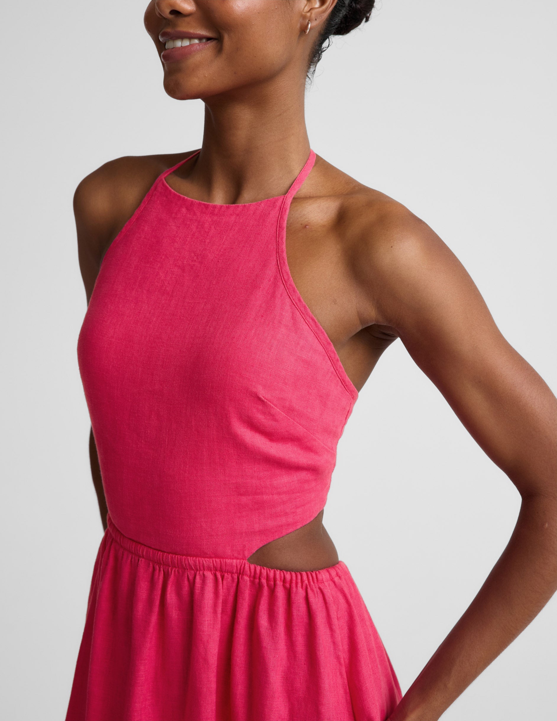 Beyond Yoga SoftWash Linen Halter Dress