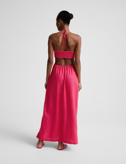Beyond Yoga SoftWash Linen Halter Dress