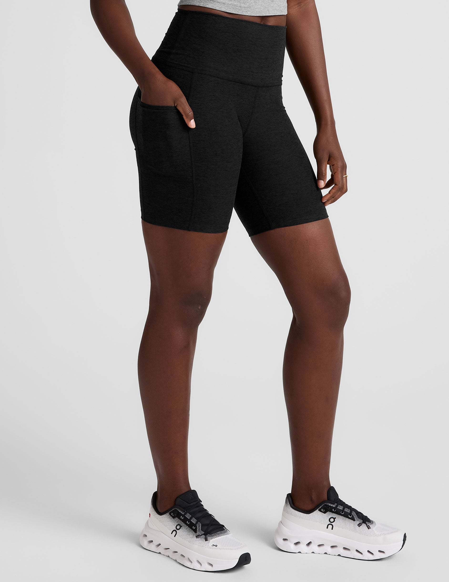 Beyond Yoga High Waisted Biker Spacedye Shorts - Darkest Night