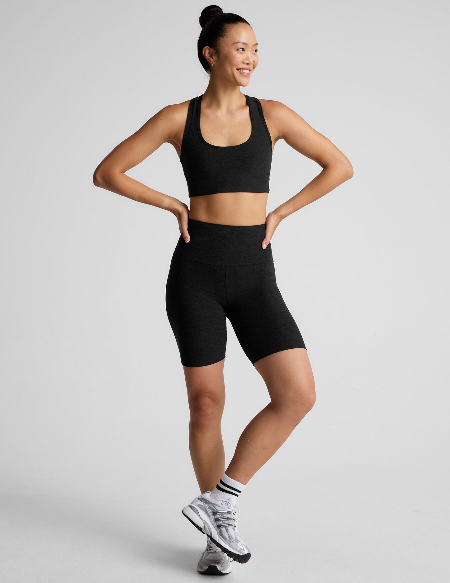 Beyond Yoga High Waisted 7-Inch Spacedye Bike Shorts - Darkest Night