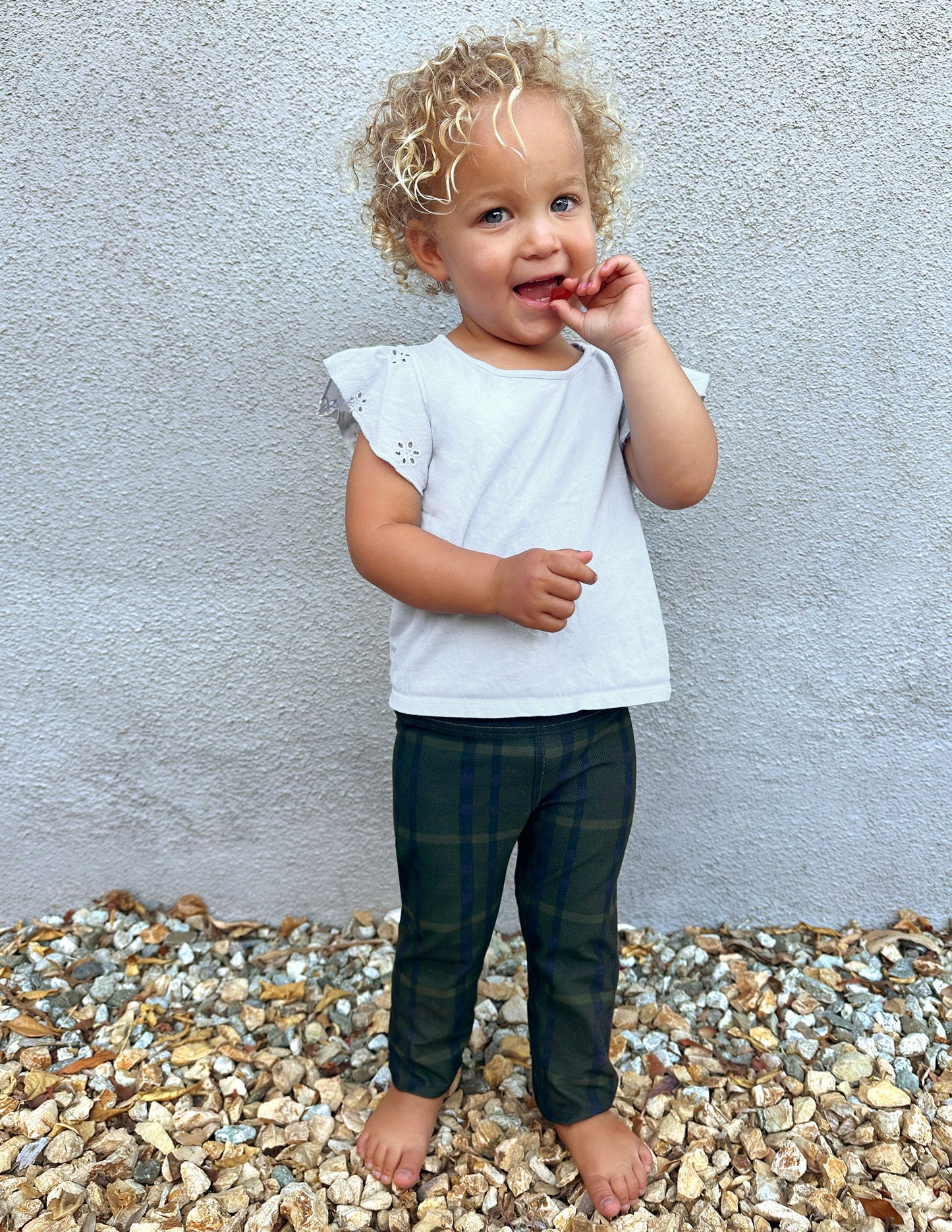 Beyond Yoga Toddler Plaid Stretch SoftMark Legging - Dark Olive