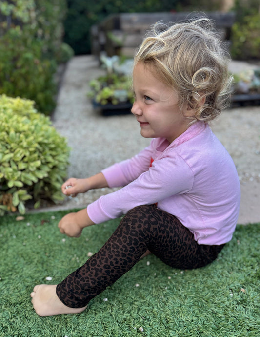 Beyond Yoga Toddler Leopard SoftMark Spacedye Legging - Espresso