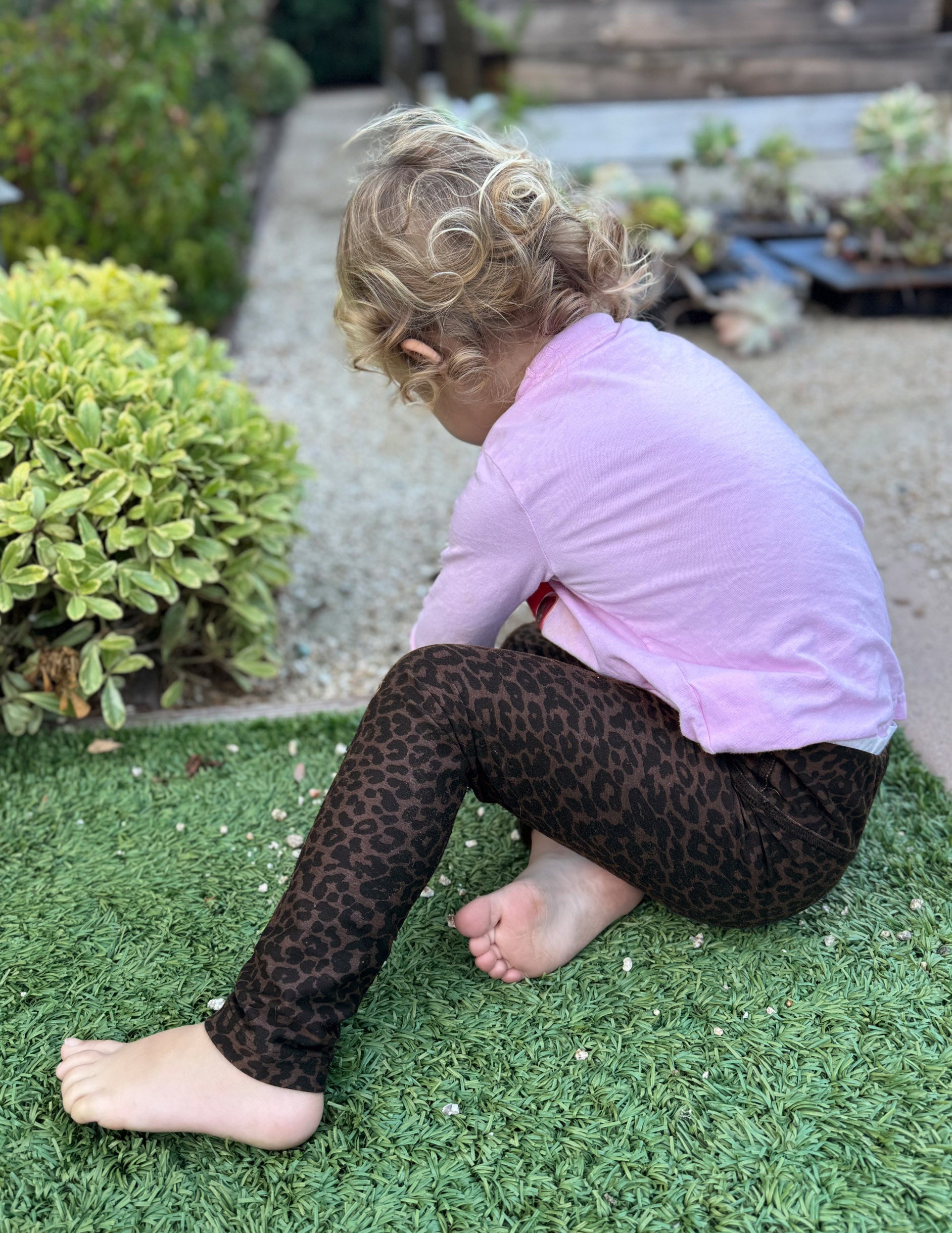 Beyond Yoga Toddler Leopard SoftMark Spacedye Legging - Espresso