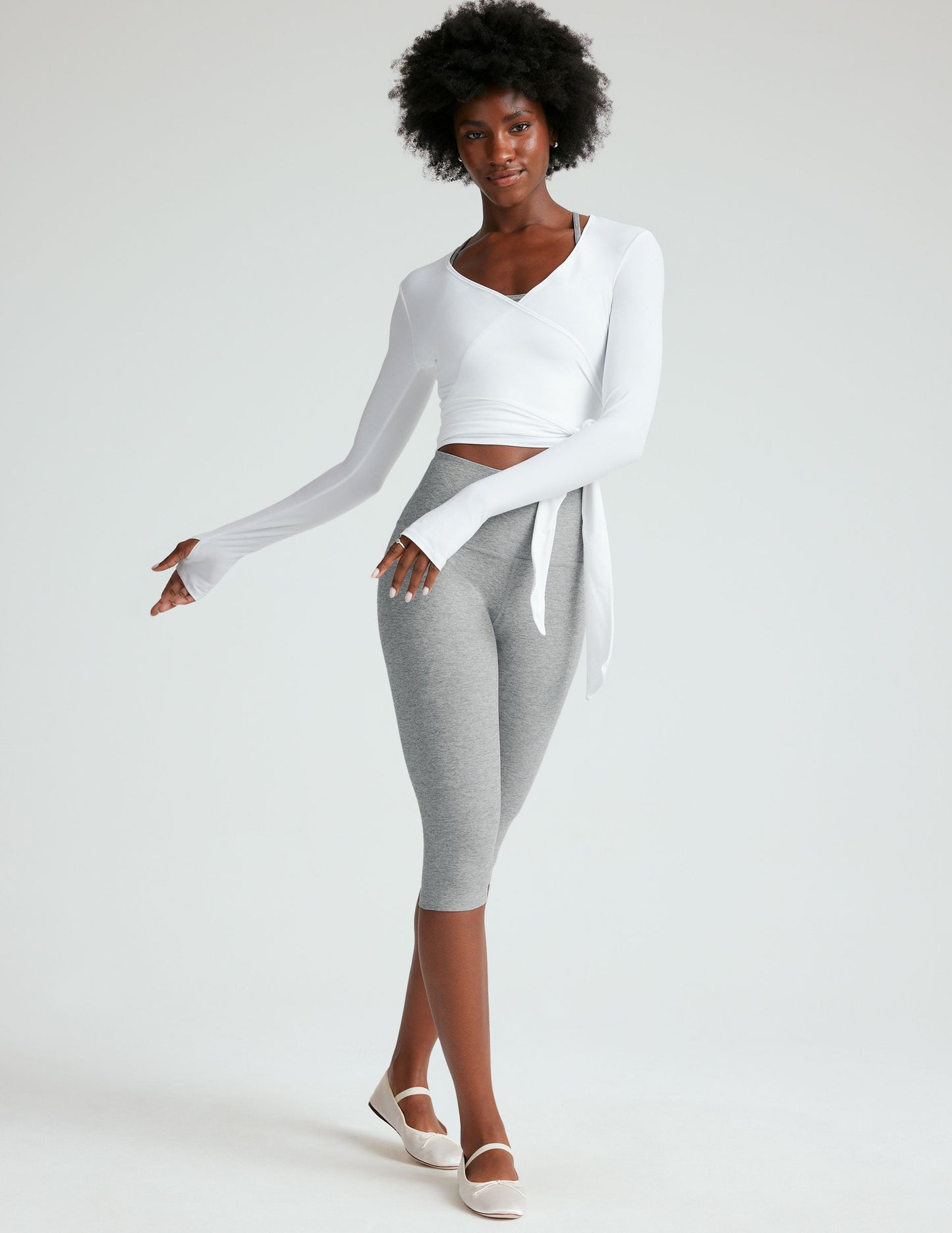 Beyond Yoga High Waisted Pedal Pusher Spacedye Legging - Silver Mist