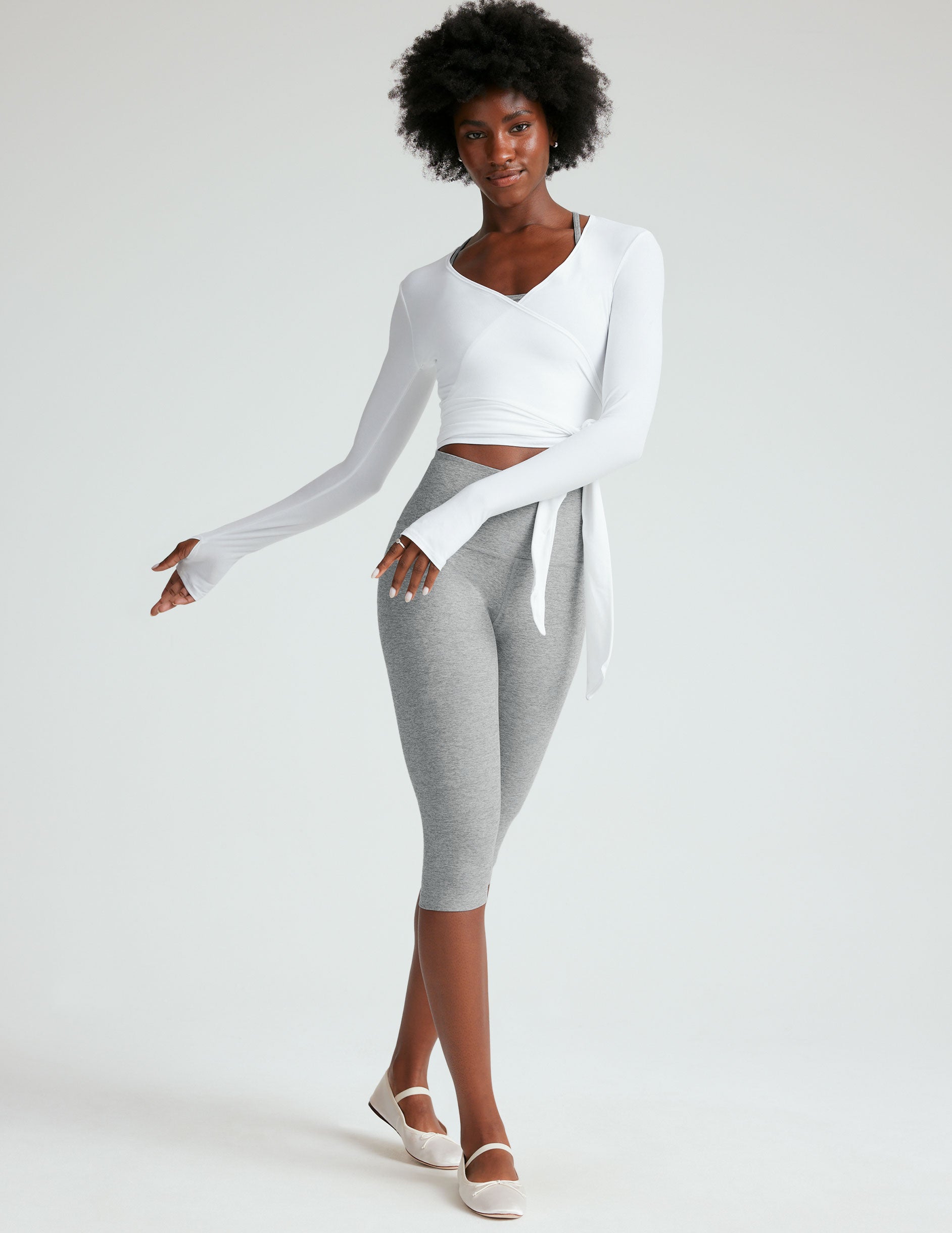 Beyond Yoga High Waisted Pedal Pusher Spacedye Legging - Silver Mist