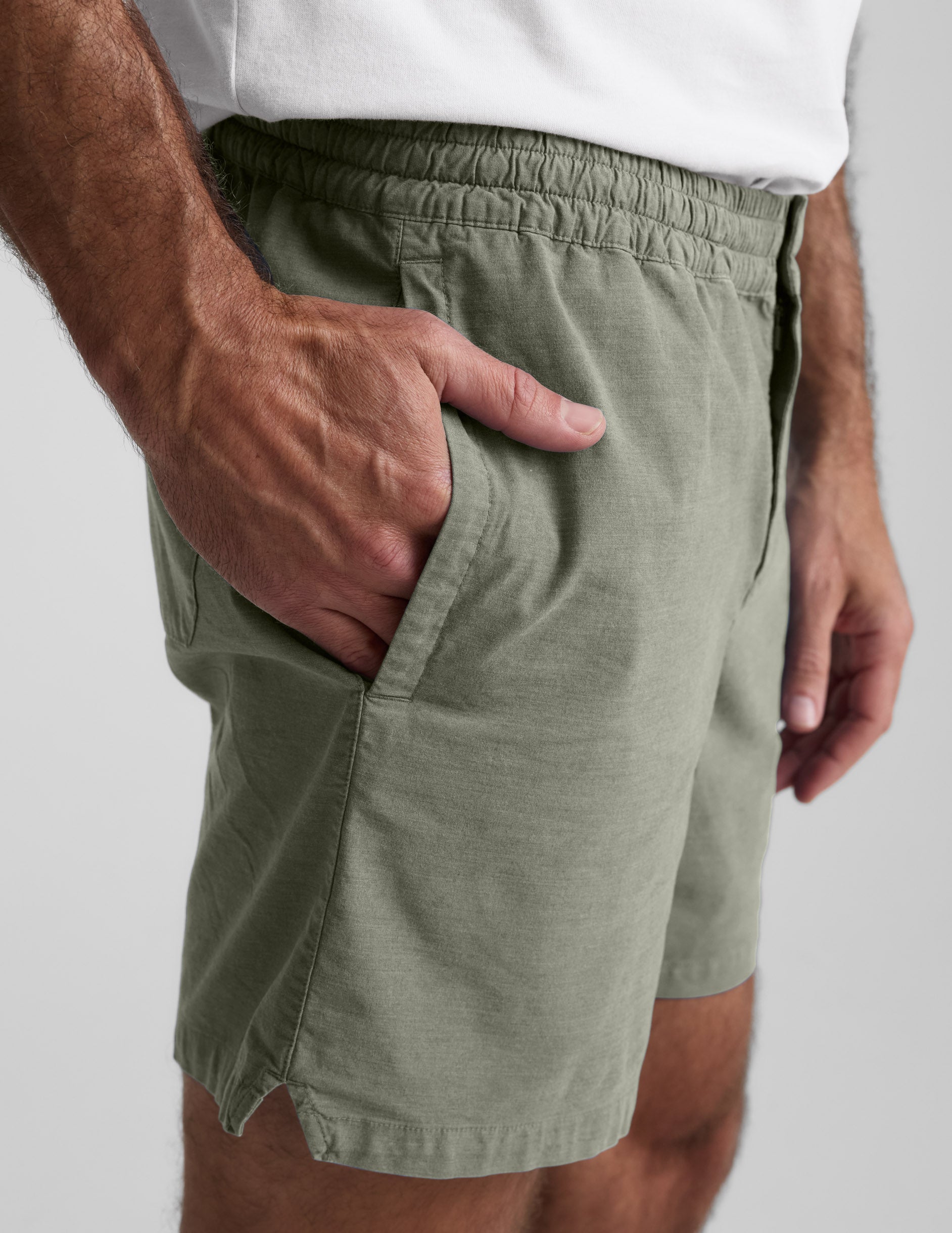 Beyond Yoga Men's Casual Elastic Waist Saturday Shorts - Grey Sage