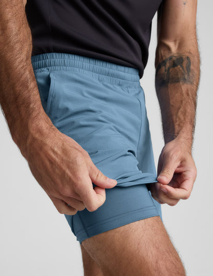 Beyond Yoga Men's Lined 7" Running Pivotal 2.0 Shorts - Harbor Blue