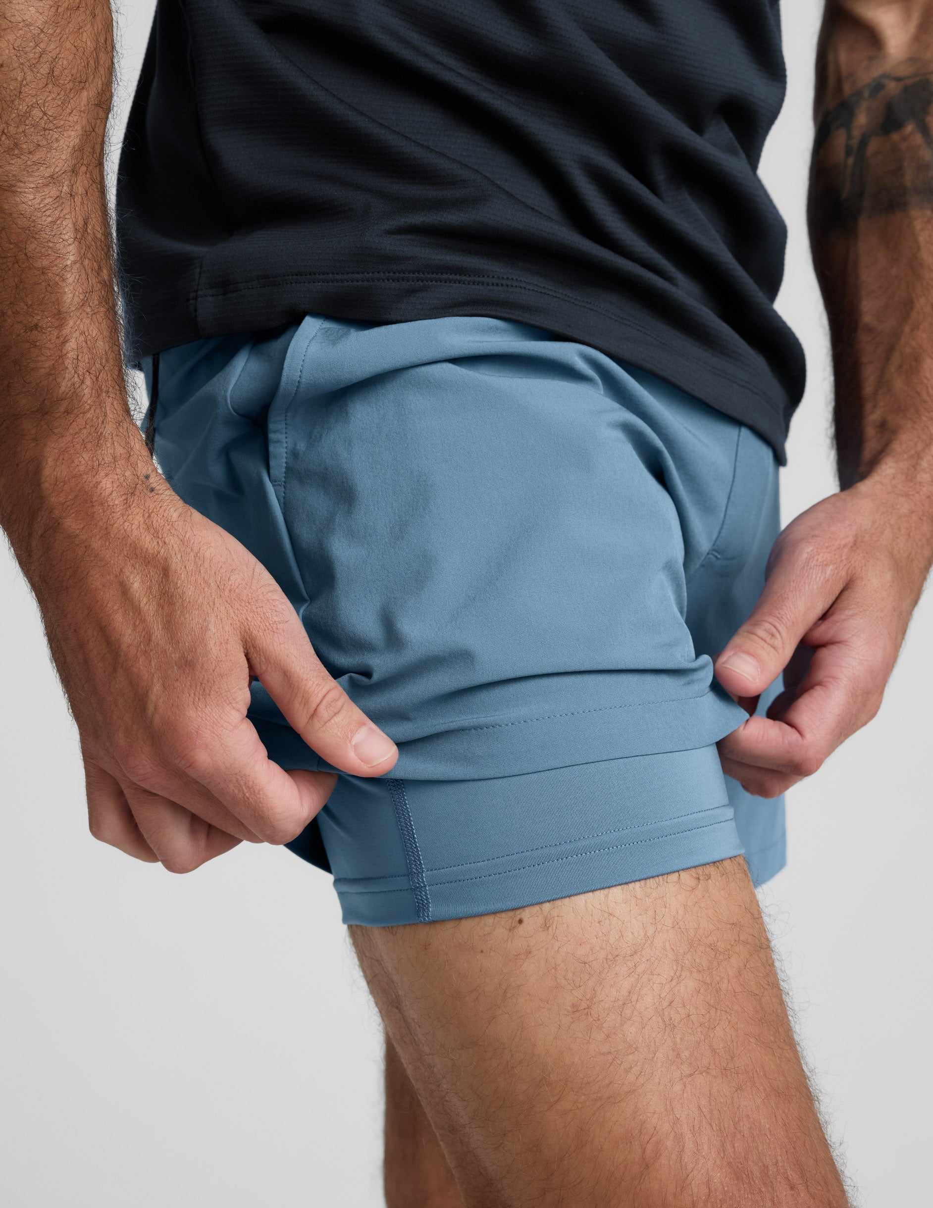 Beyond Yoga Men's Lined Running Pivotal 2.0 Shorts - Harbor Blue