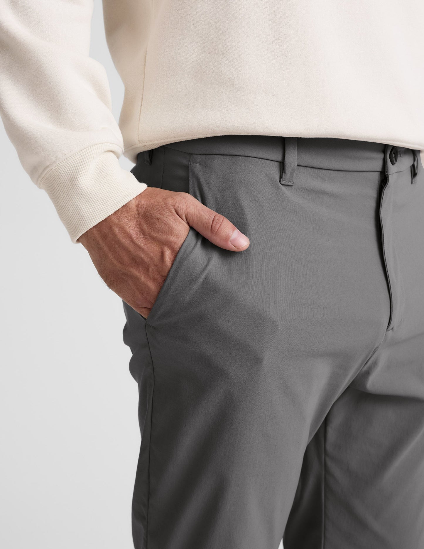 Beyond Yoga Men's Element Chino Trouser 30" - Lunar Gray