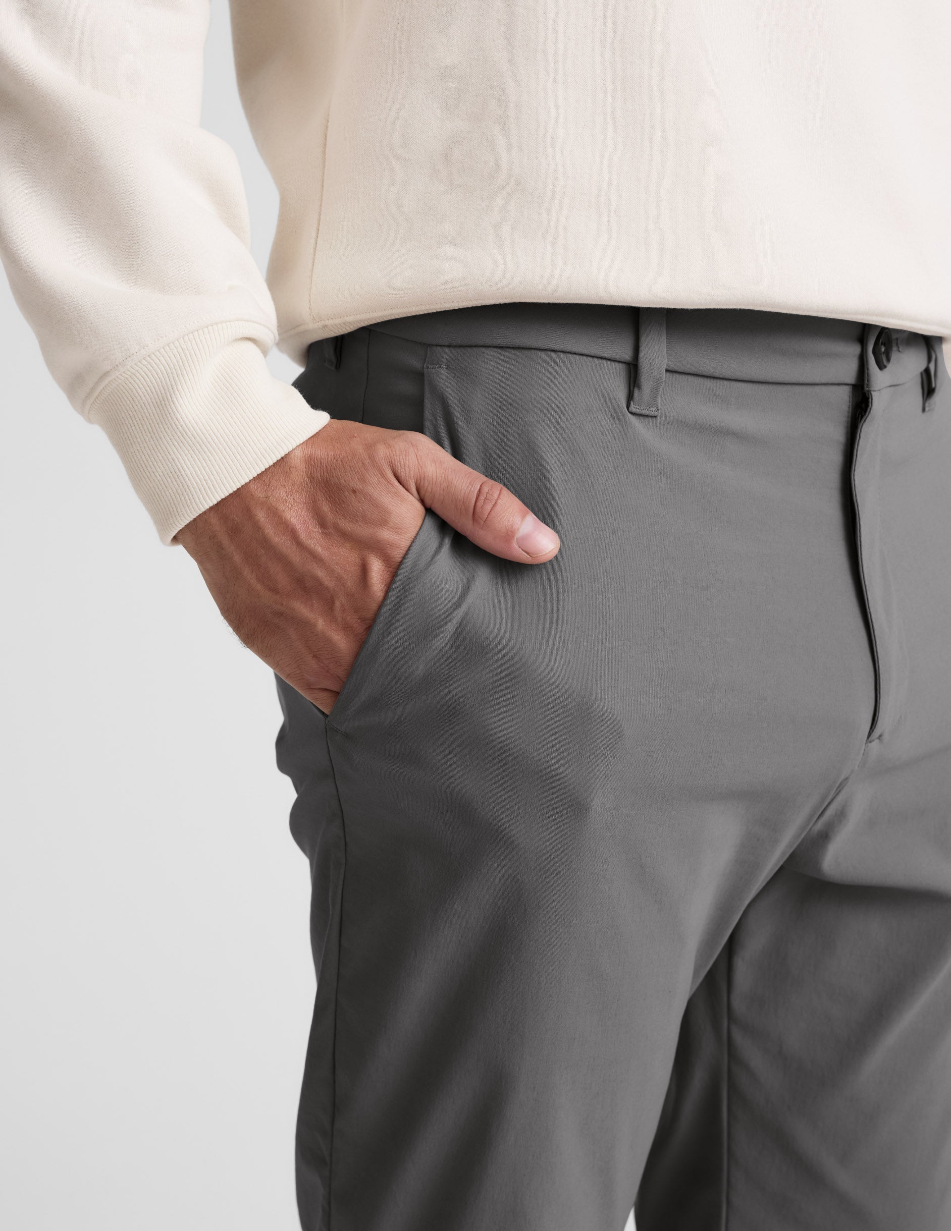 Beyond Yoga Men's Element Chino Trouser 30" - Lunar Gray
