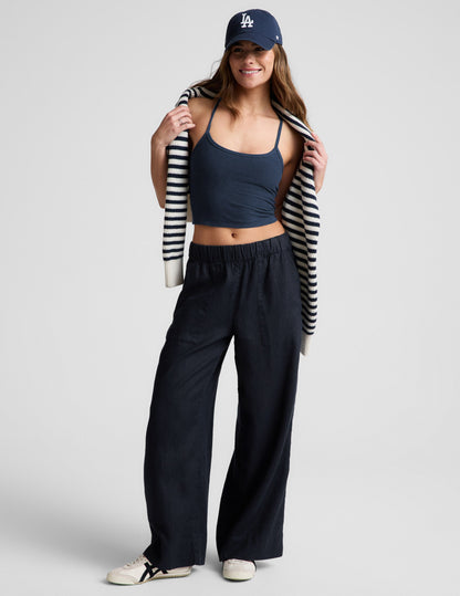 Beyond Yoga Wide Leg SoftWash Linen Easy Pants - Nocturnal Navy