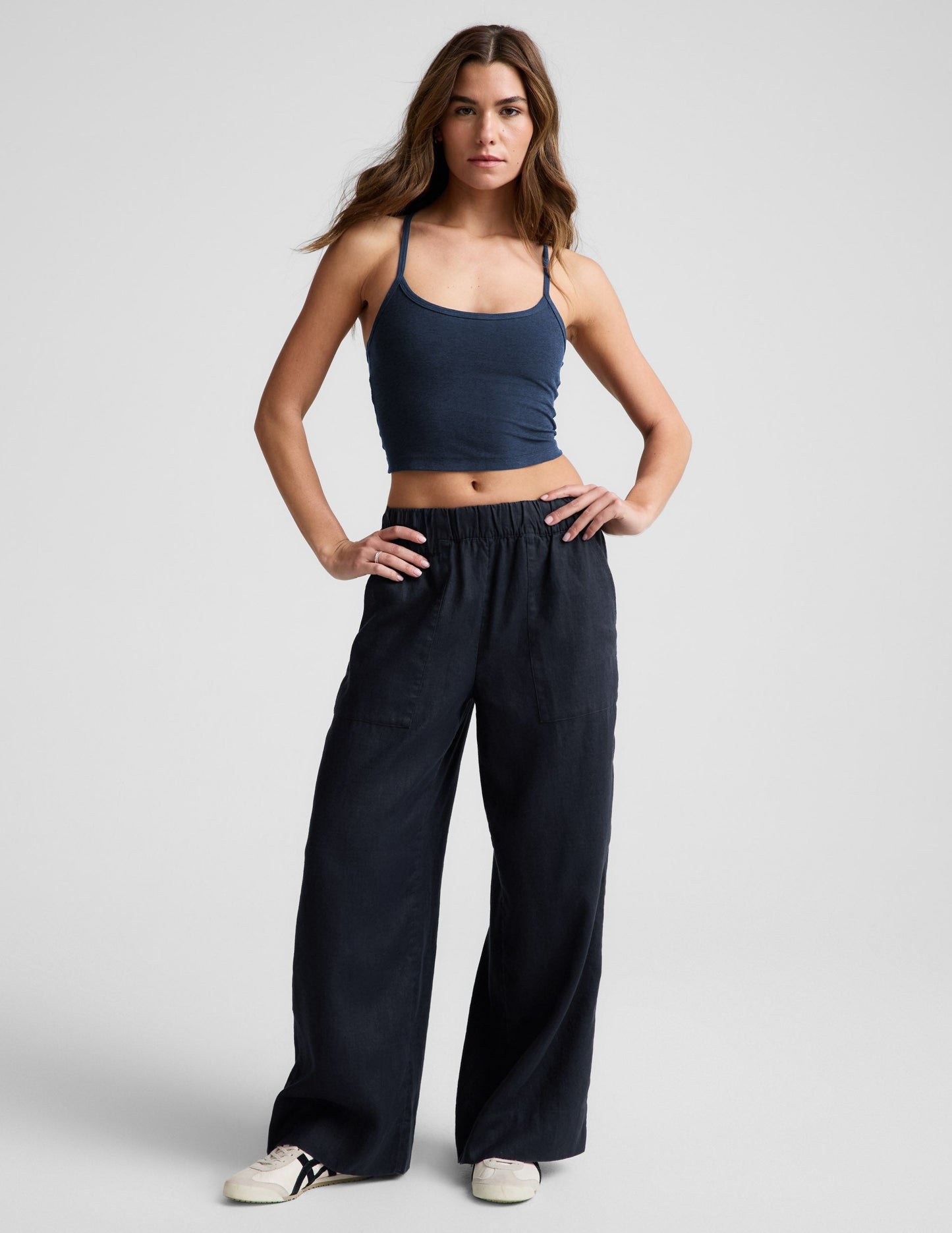 Beyond Yoga Wide Leg SoftWash Linen Easy Pants - Nocturnal Navy