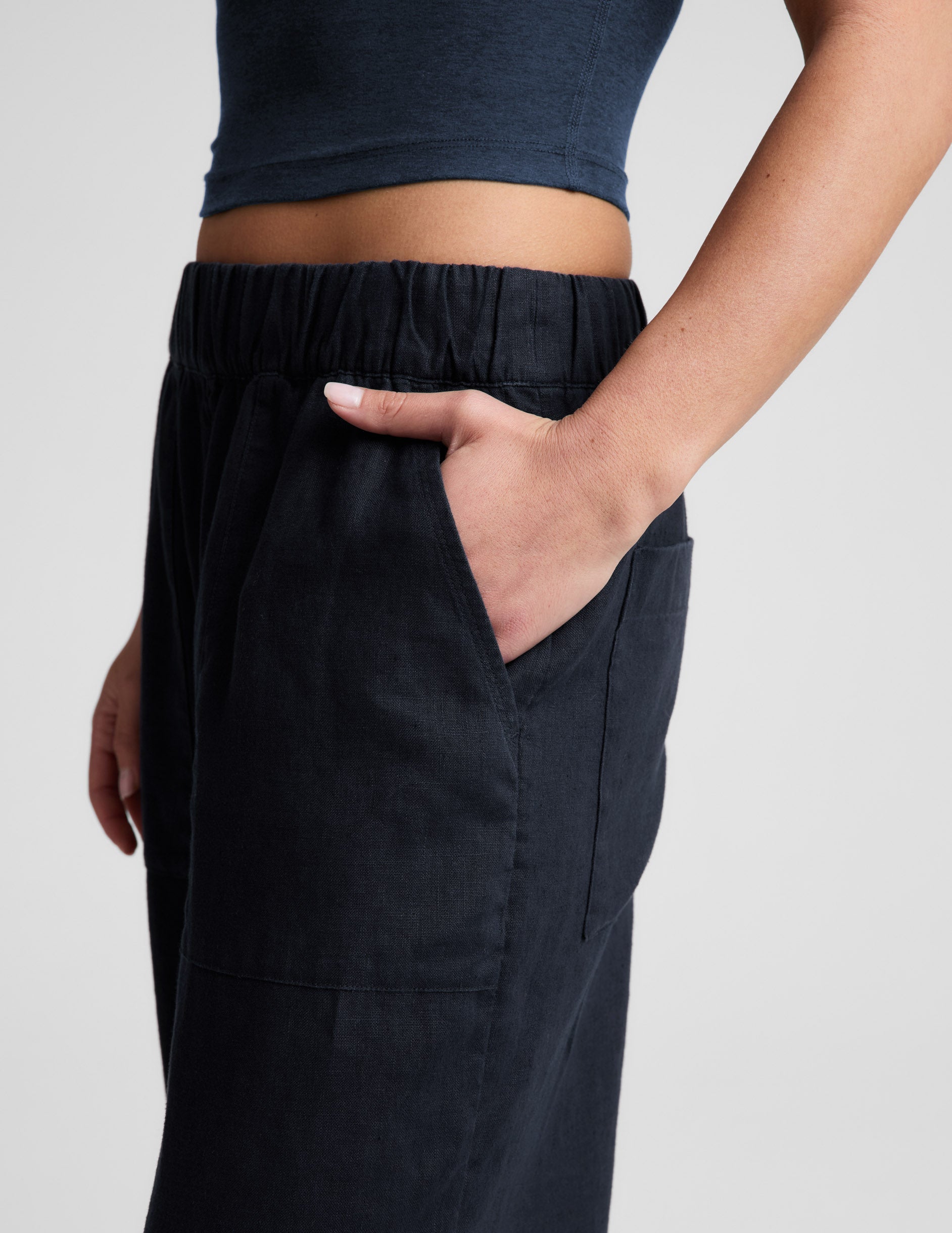Beyond Yoga Wide Leg SoftWash Linen Easy Pants - Nocturnal Navy