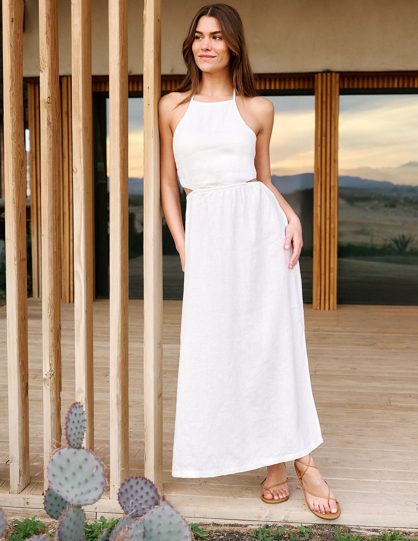 Beyond Yoga SoftWash Linen Halter Dress