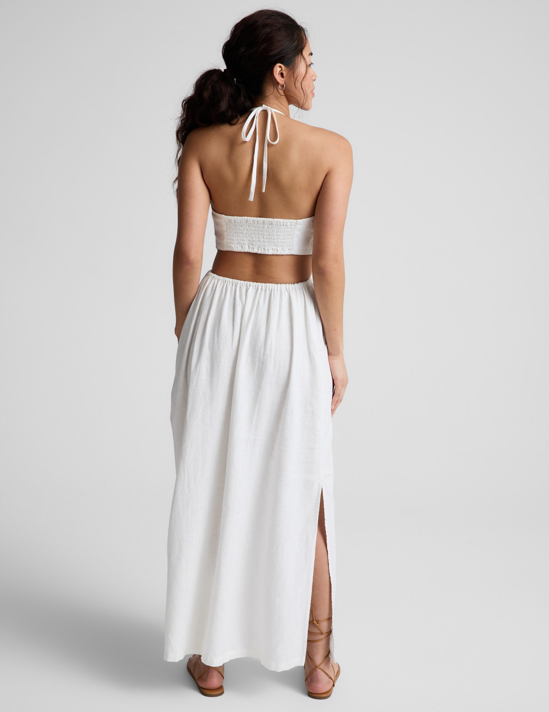 Beyond Yoga SoftWash Linen Halter Dress