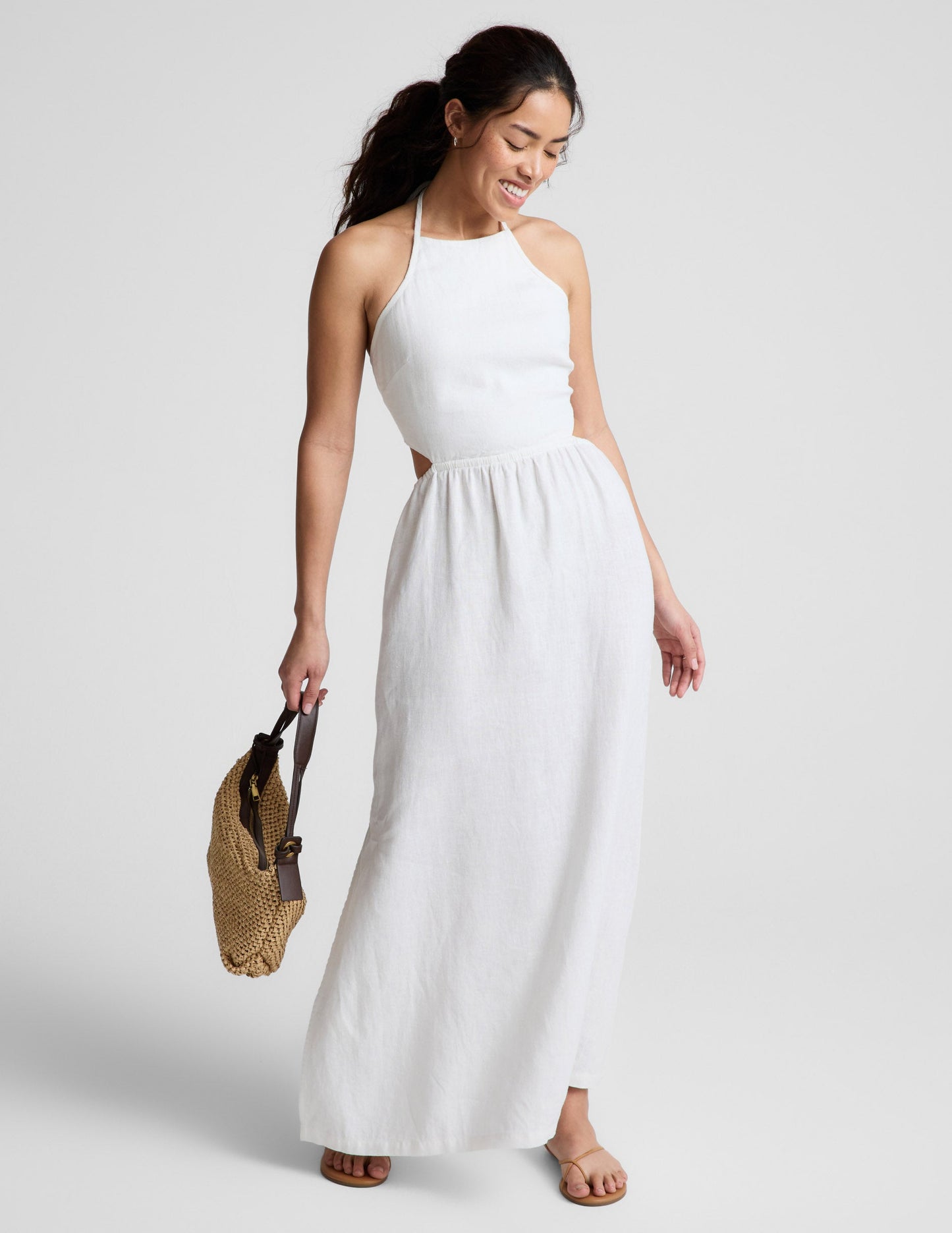 Beyond Yoga SoftWash Linen Halter Dress
