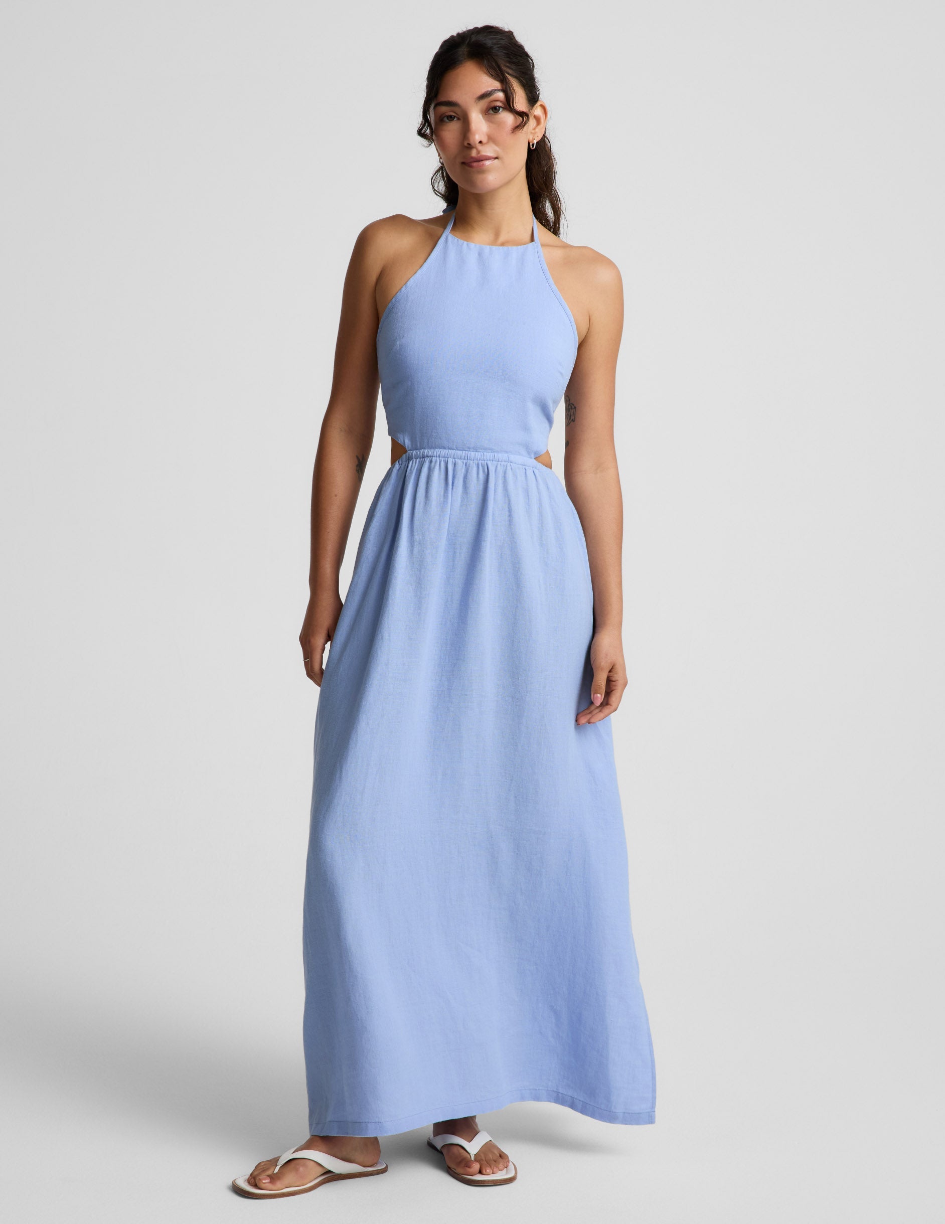 Beyond Yoga SoftWash Linen Halter Dress