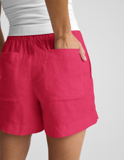 Beyond Yoga Women's Linen Easy SoftWash Shorts - Berry Red