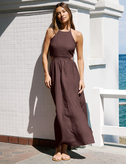 Beyond Yoga SoftWash Linen Halter Dress