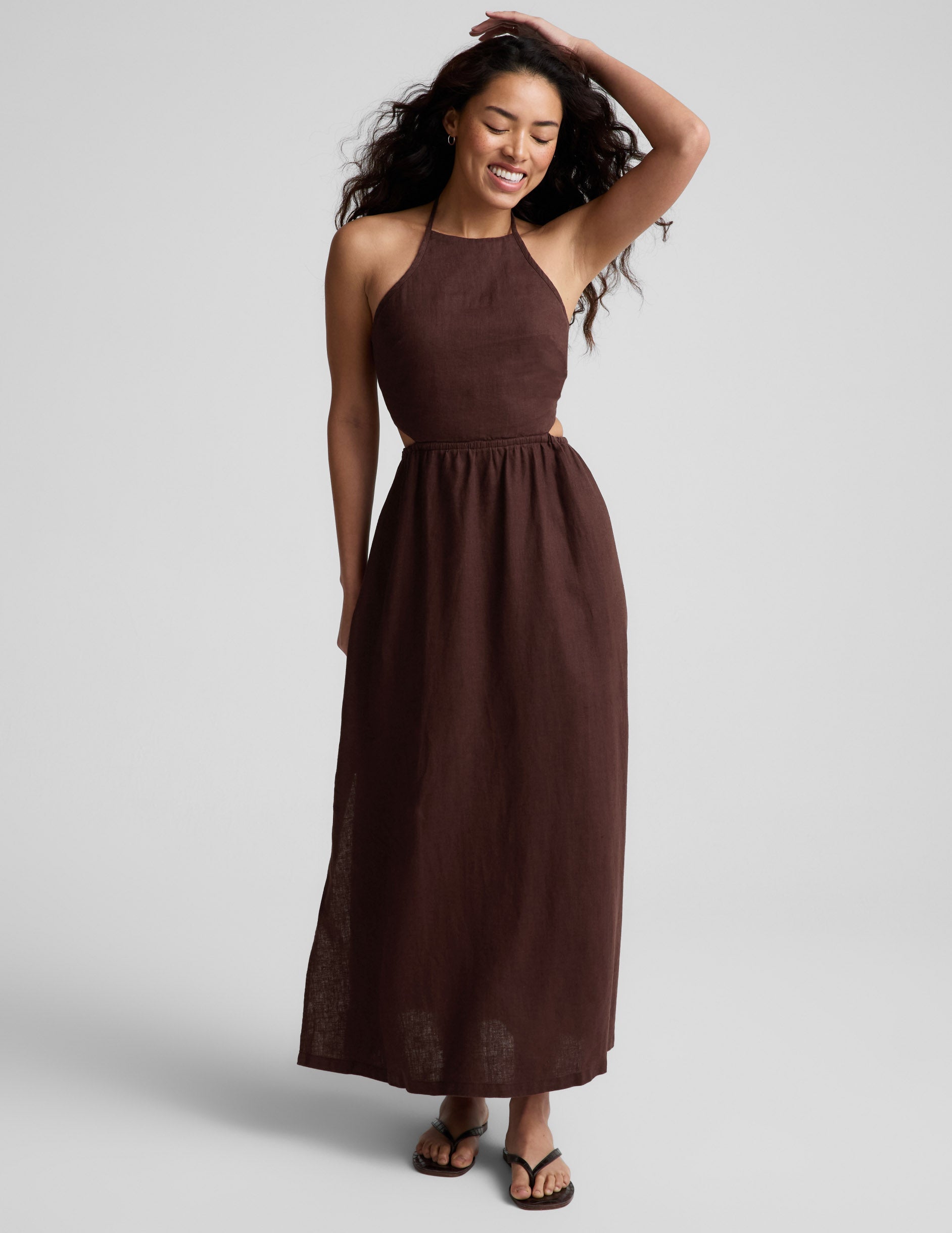 Beyond Yoga SoftWash Linen Halter Dress