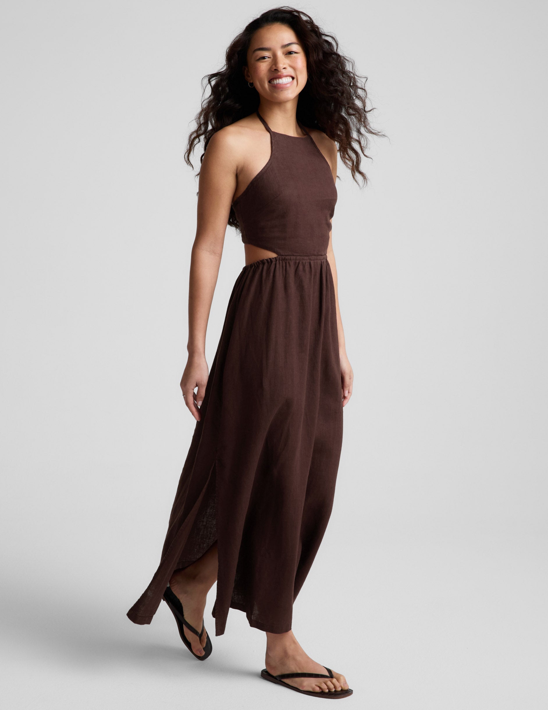 Beyond Yoga SoftWash Linen Halter Dress