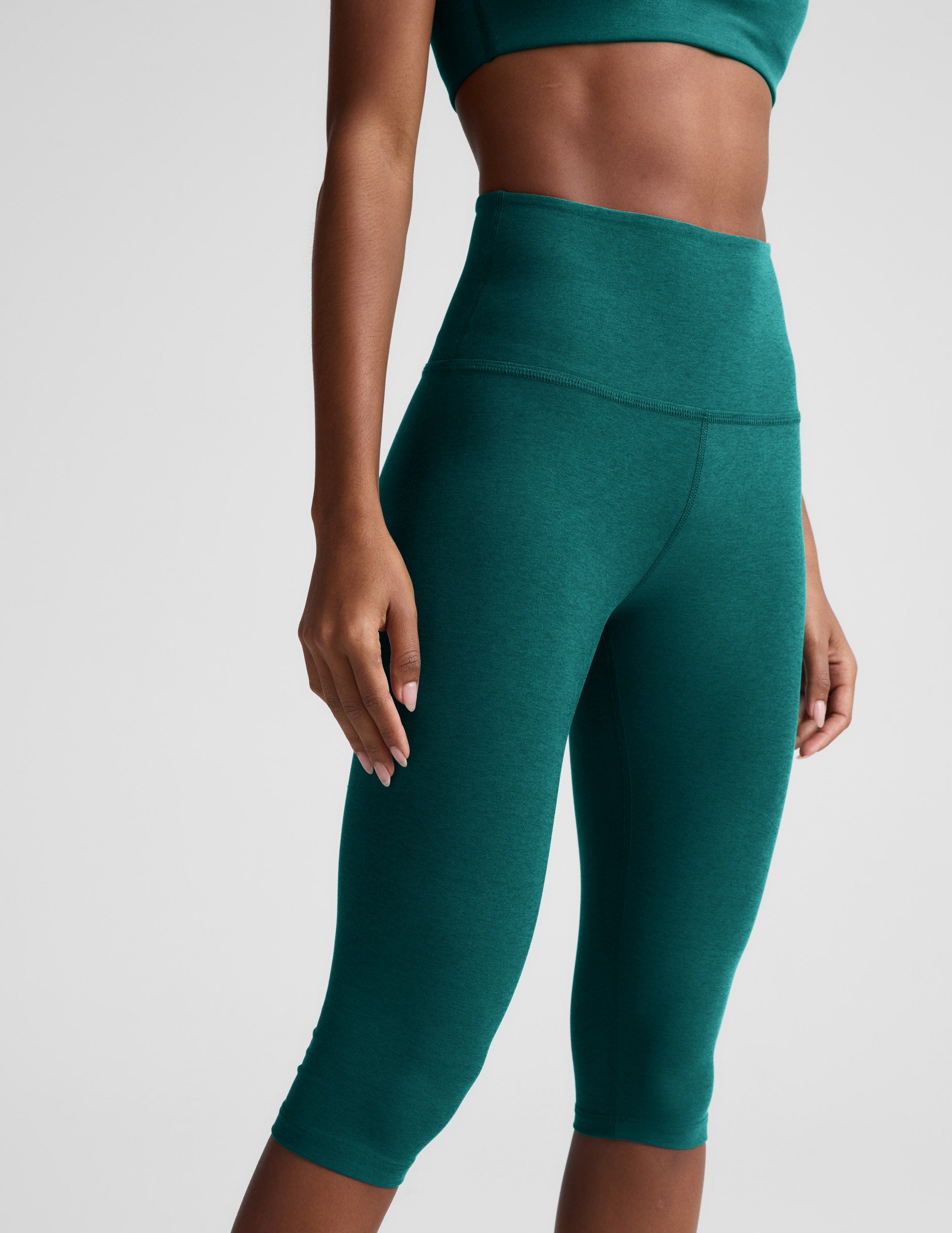 Beyond Yoga High Waisted Spacedye Pedal Pusher Legging - Teal Sea Heather