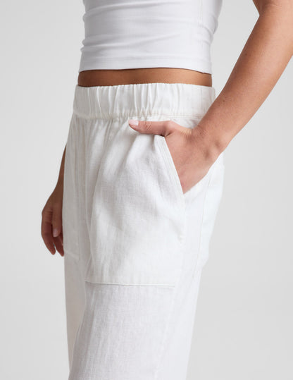 Beyond Yoga Wide Leg Casual "SoftWash Linen" Pant - White