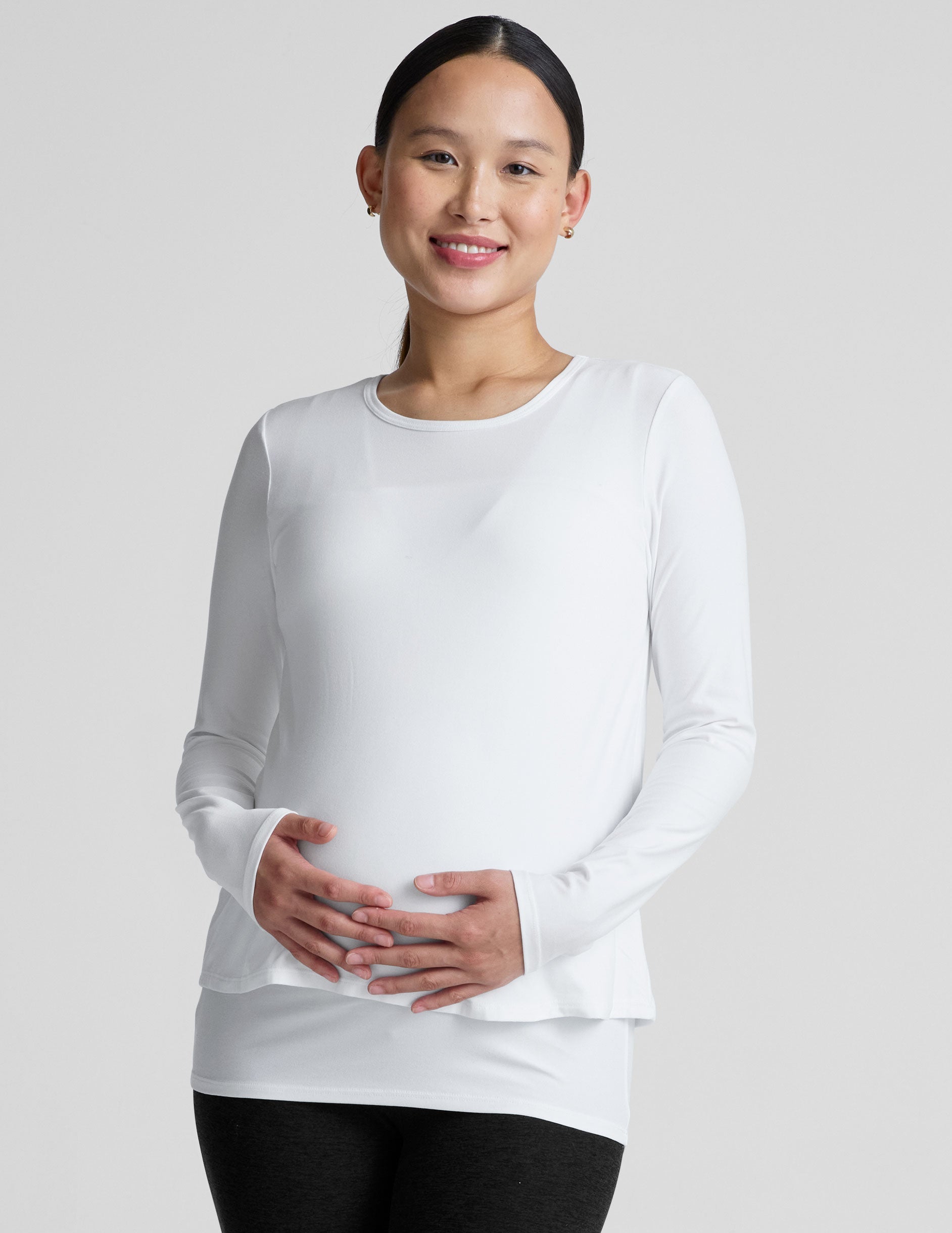 Beyond Yoga Featherweight Under Wraps Nursing Overlap Long Sleeve Tee