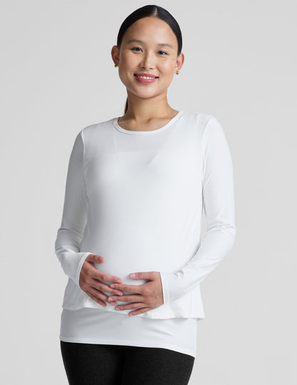 Beyond Yoga Featherweight Under Wraps Nursing Overlap Long Sleeve Tee
