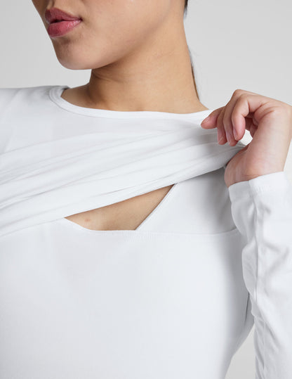 Beyond Yoga Featherweight Under Wraps Nursing Overlap Long Sleeve Tee