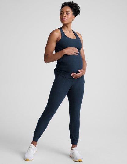 Beyond Yoga Women's High Waisted Spacedye Maternity Jogger - Navy