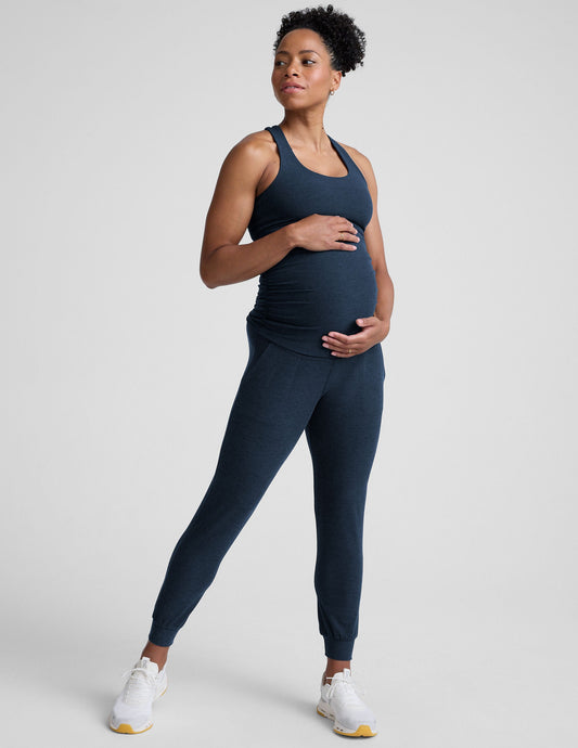 Beyond Yoga Women's High Waisted Spacedye Maternity Jogger - Navy