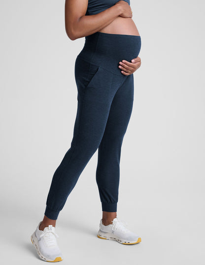 Beyond Yoga Women's High Waisted Spacedye Maternity Jogger - Navy