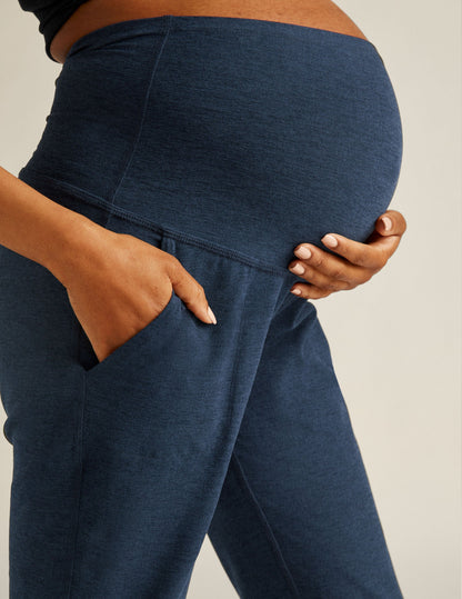 Beyond Yoga Women's High Waisted Spacedye Maternity Jogger - Navy