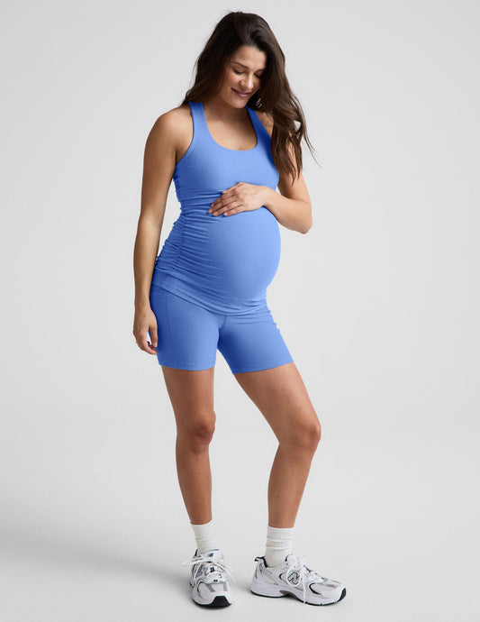 Beyond Yoga Women's Spacedye Maternity Pocket Biker Shorts - Blue