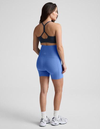Beyond Yoga Women's Spacedye Maternity Pocket Biker Shorts - Blue