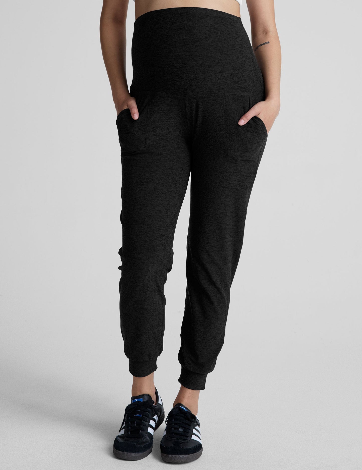 Beyond Yoga Maternity High Waisted Spacedye Jogger - Darkest Night